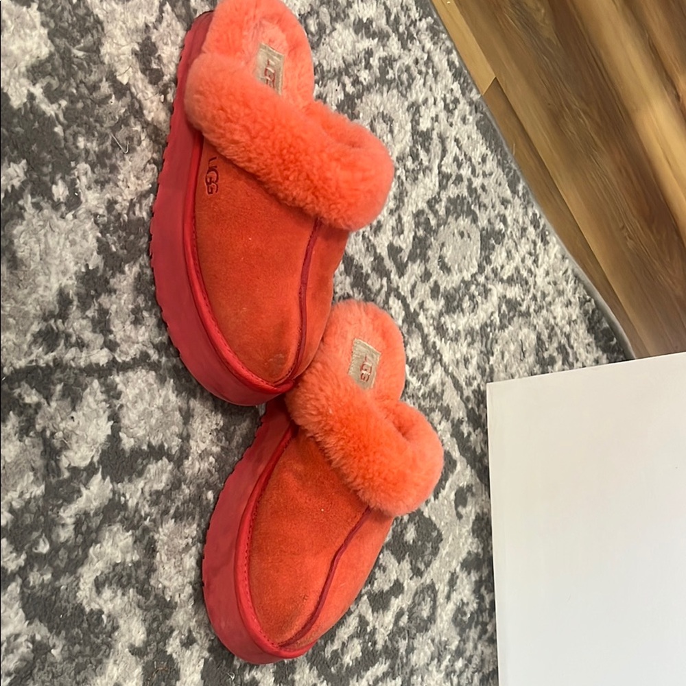 UGG Red Fluffy Slippers